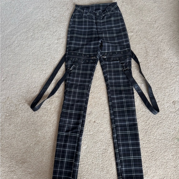 Killstar Pants - Killstar Women's Pants Dead Resistance Ash Tartan Skinny Jeans